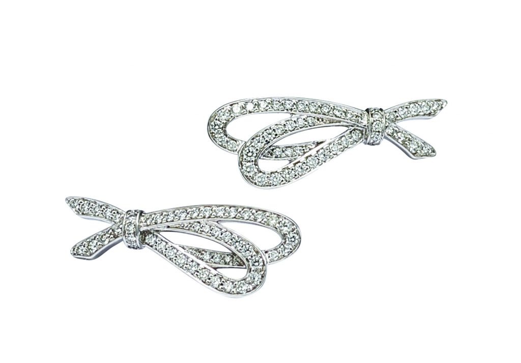 Tiffany Bow earrings in 18K white gold with diamonds_HK$57,000